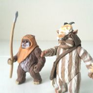 Halfpintsalvage Star Wars Ewok Action Figures, Wicket & Logray, Unique Gifts for Kids, 1990s Kenner Star Wars Toy Display