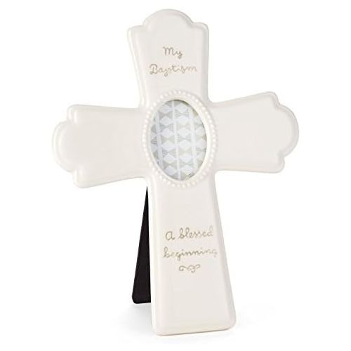  [아마존베스트]Hallmark White Ceramic Cross Baptism Picture Frame