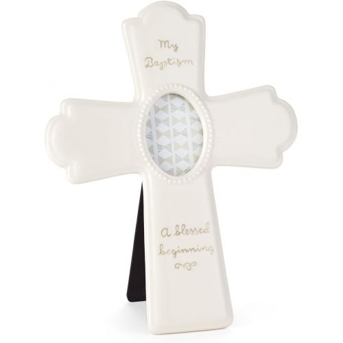  [아마존베스트]Hallmark White Ceramic Cross Baptism Picture Frame