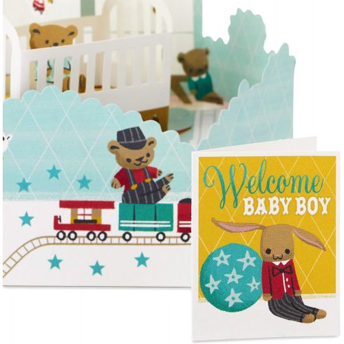 Hallmark Paper Wonder Pop Up Baby Shower Card for Baby Boy (Nursery)
