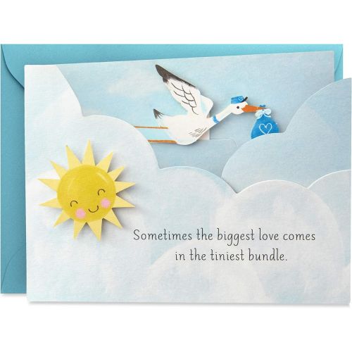 Hallmark Paper Wonder Paper Craft Baby Shower Card for Baby Boy (Stork) - 499RZW1027
