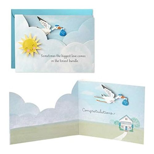  Hallmark Paper Wonder Paper Craft Baby Shower Card for Baby Boy (Stork) - 499RZW1027