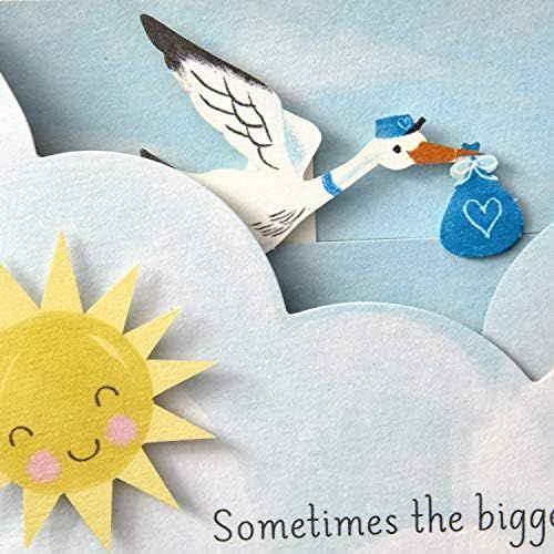  Hallmark Paper Wonder Paper Craft Baby Shower Card for Baby Boy (Stork) - 499RZW1027