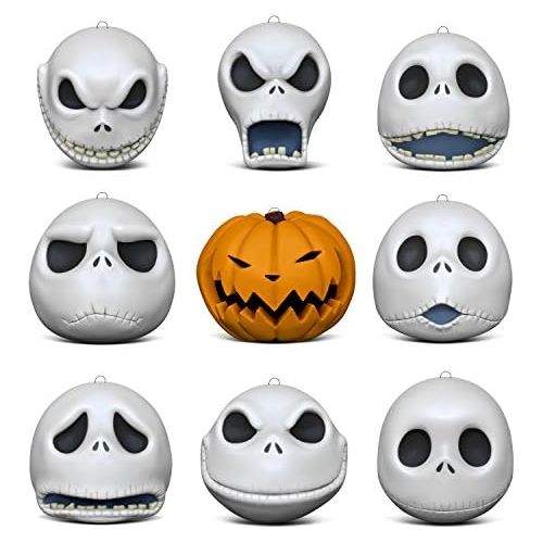  Hallmark Keepsake Christmas Ornaments 2018 Year Dated, Tim Burtons The Nightmare Before Christmas The Many Faces of Jack Skellington 25th Anniversary, Porcelain, Set of 9