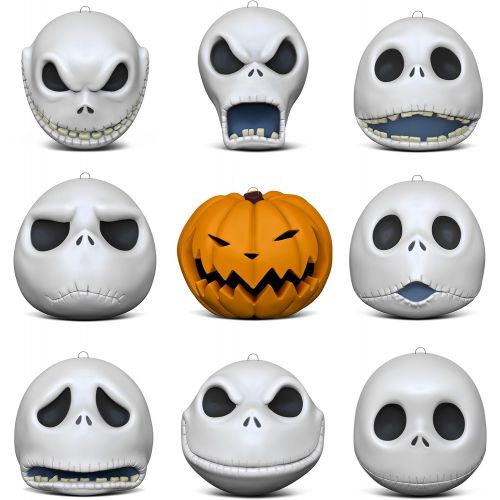  Hallmark Keepsake Christmas Ornaments 2018 Year Dated, Tim Burtons The Nightmare Before Christmas The Many Faces of Jack Skellington 25th Anniversary, Porcelain, Set of 9