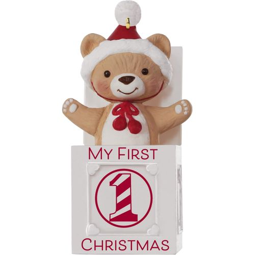  Hallmark Keepsake 2019 Year Dated Baby My First Christmas Jack-in-The-Box Bear Ornament