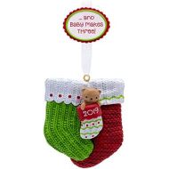 Hallmark Keepsake 2019 Year Dated Baby Makes Three First Christmas Stocking Ornament