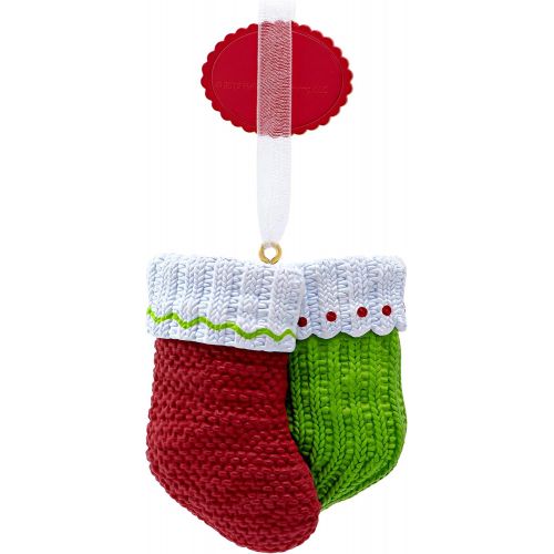  Hallmark Keepsake 2019 Year Dated Baby Makes Three First Christmas Stocking Ornament