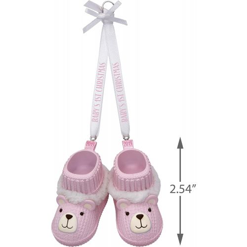  Hallmark Keepsake Ornament 2019 Year Dated Baby Girl’s First Christmas Pink Teddy Bear Booties