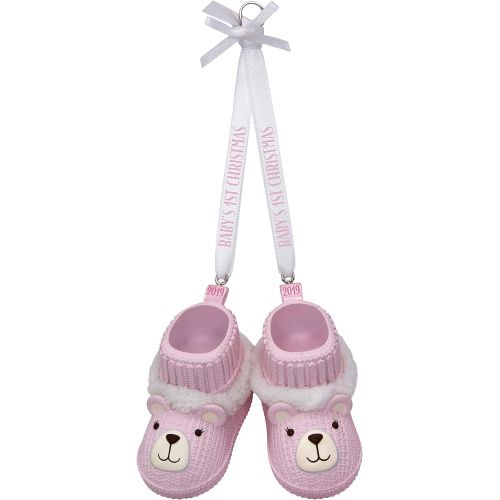  Hallmark Keepsake Ornament 2019 Year Dated Baby Girl’s First Christmas Pink Teddy Bear Booties