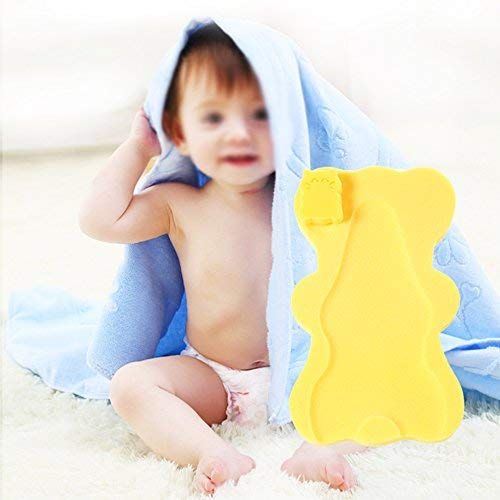  [아마존베스트]HALLO Soft Infant Bath Sponge Anti Bacterial and Skid Proof Baby Bath Mat Newborn Odor Free (Pink)