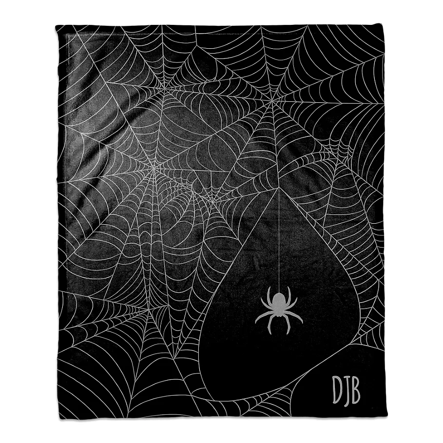 Halloween Spider Webs Throw Blanket in PurpleBlack