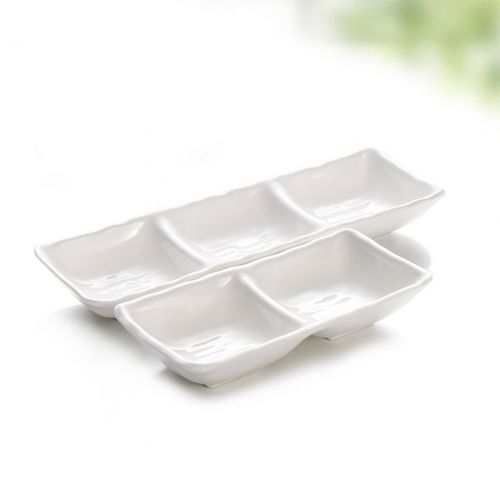  HaloVa Condiment Dish, Food-grade Melamine Sauce Dish, Multipurpose Divided Nonslip Dipping Bowl for Home Hotel Restaurant Kitchen Spices Vinegar Nuts, Two Compartments