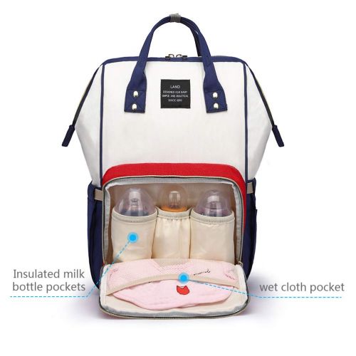  HaloVa Diaper Bag, Trendy Baby Nappy Backpack, Anti-Theft Travel Shoulders Bag, Large Maternity Infant Nursing Rucksack, with Insulated Milk Bottle Pockets and Wet Clothing Pocket,