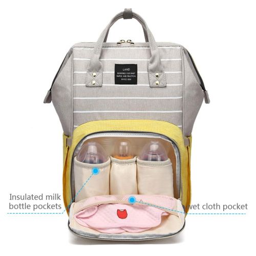  HaloVa Diaper Bag, Trendy Baby Nappy Backpack, Anti-Theft Travel Shoulders Bag, Large Maternity Infant Nursing Rucksack, with Insulated Milk Bottle Pockets and Wet Clothing Pocket,
