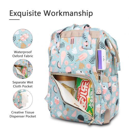  HaloVa Diaper Bag Multi-Function Waterproof Travel Backpack Nappy Bags for Baby Care, Large Capacity, Stylish and Durable, Gray