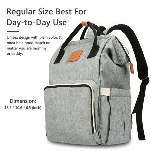  HaloVa Diaper Bag Multi-Function Waterproof Travel Backpack Nappy Bags for Baby Care, Large Capacity, Stylish and Durable, Gray
