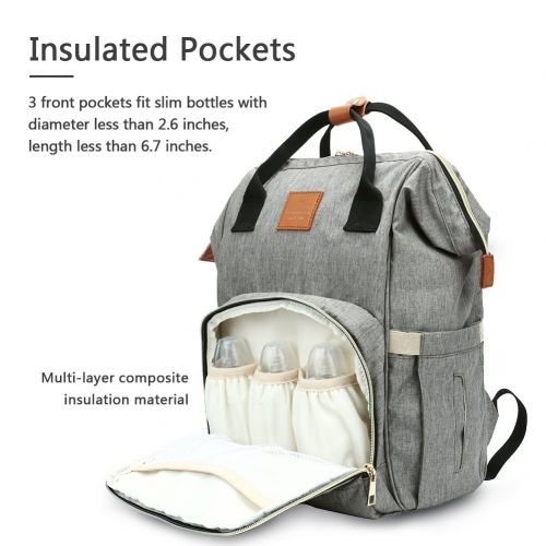  HaloVa Diaper Bag Multi-Function Waterproof Travel Backpack Nappy Bags for Baby Care, Large Capacity, Stylish and Durable, Gray