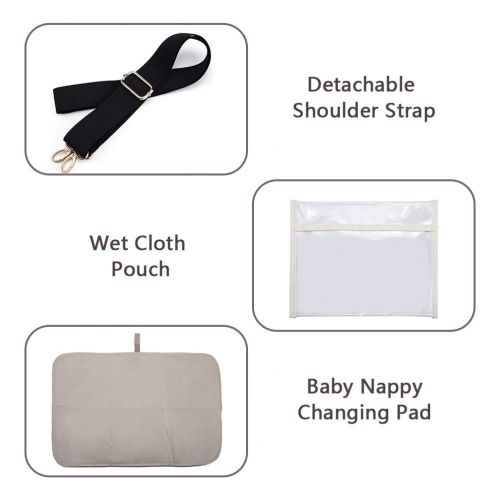  HaloVa Diaper Bag, Baby Diaper Tote, Trendy Mommy Maternity Nappy Duffel Bag, Large Weekender Handbag with Shoulder Strap, Baby Changing Pad and Wet Clothing Bag, Insulated Milk Bo