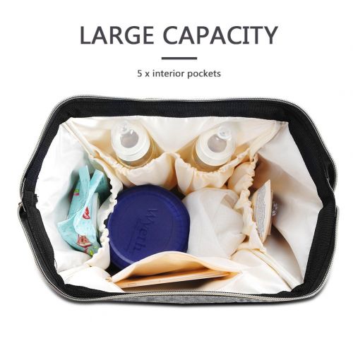 HaloVa Diaper Bag Multi-Function Waterproof Travel Backpack Nappy Bags for Baby Care, Large Capacity, Stylish and Durable, Linen