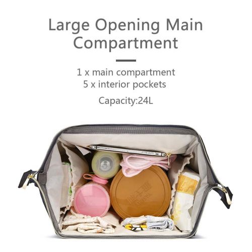  [아마존베스트]HaloVa Diaper Bag Multi-Function Waterproof Travel Backpack Nappy Bags for Baby Care, Large Capacity, Stylish and Durable, Black