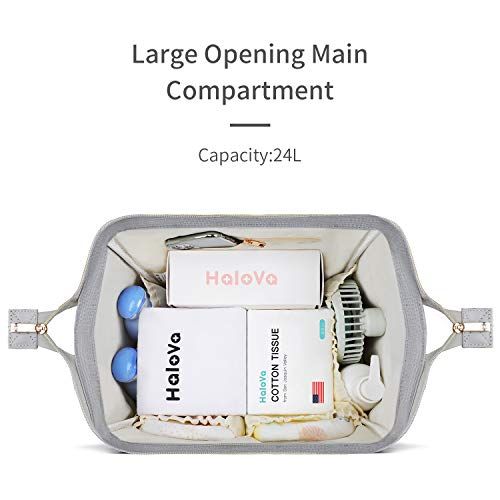  HaloVa Diaper Bag Multi-Function Waterproof Travel Backpack Nappy Bags for Baby Care, Large Capacity, Stylish and Durable, Linen