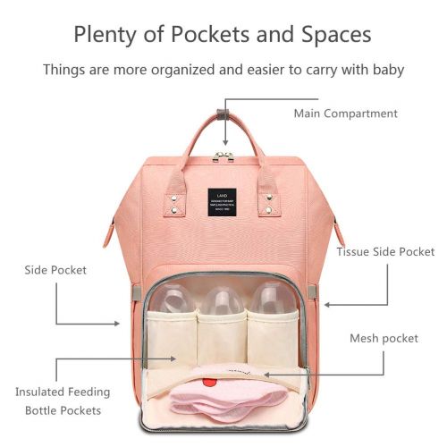  HaloVa Diaper Bag Multi-Function Waterproof Travel Backpack Nappy Bags for Baby Care, Large Capacity, Stylish and Durable, Orange