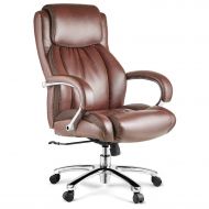 Halter HAL-007 Bonded Leather Office Chair, Executive Computer Chair for Home & Office - Chrome Arms & Base - Supports 500LBS