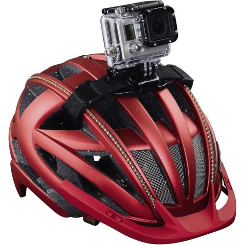  Hama Helm-Halterung fuer GoPro (360° drehbare Helm-Befestigung fuer Helme mit Belueftung, z.B. Fahrrad-Helm, Ski-Helm, inkl. Klebepad) Action-Cam Helmhalter, Helm-Gurt, Gurthalterung