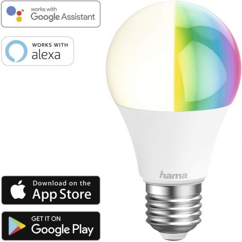  [아마존 핫딜]  [아마존핫딜]Hama E27 Wi-Fi LED-Lampe, 10 Watt, ohne Hub, dimmbar, steuerbar via Alexa/Google Home/App/IFTTT, 2,4GHz, RGB Farbwechsel, 2700K, warmweiss, WLAN Lampe, Echo Dot/Echo Spot/Echo Plus/