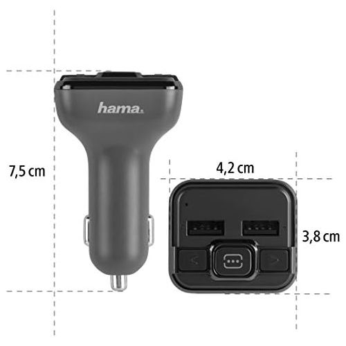  [아마존베스트]-Service-Informationen Hama Bluetooth FM Transmitter for Car Radio with Car Charger (Car Adapter for Cigarette Lighter Socket with Connections for MicroSD, USB Stick and for Charging, Wireless Bluetooth