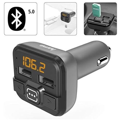  [아마존베스트]-Service-Informationen Hama Bluetooth FM Transmitter for Car Radio with Car Charger (Car Adapter for Cigarette Lighter Socket with Connections for MicroSD, USB Stick and for Charging, Wireless Bluetooth