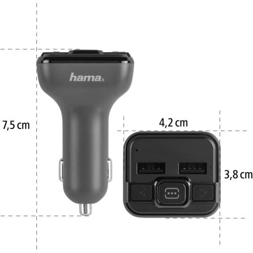  [아마존베스트]-Service-Informationen Hama Bluetooth FM Transmitter for Car Radio with Car Charger (Car Adapter for Cigarette Lighter Socket with Connections for MicroSD, USB Stick and for Charging, Wireless Bluetooth