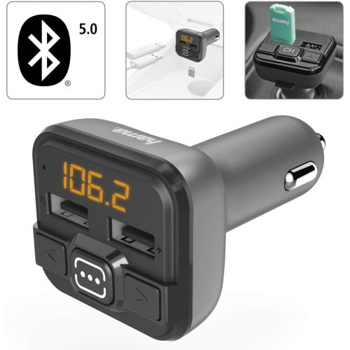  [아마존베스트]-Service-Informationen Hama Bluetooth FM Transmitter for Car Radio with Car Charger (Car Adapter for Cigarette Lighter Socket with Connections for MicroSD, USB Stick and for Charging, Wireless Bluetooth