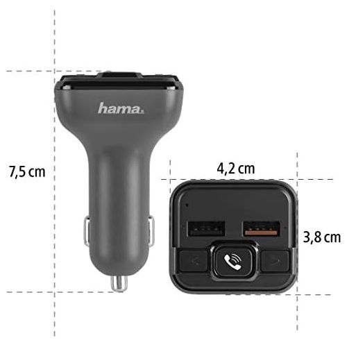  [아마존베스트]-Service-Informationen Hama Bluetooth FM Transmitter for Car Radio with Car Charger, Hands-Free Kit (Car Adapter for Cigarette Lighter Socket with Connections for MicroSD, USB Stick and QC 3.0 for Chargi