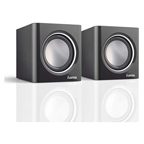  [아마존베스트]Hama Sonic Mobil 185 Laptop Speaker for PC, Laptop, Smartphone or Tablet with 3.5 mm Jack Plug Black / Silver