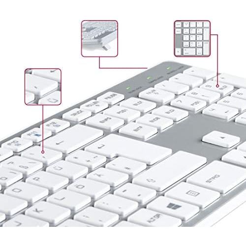  [아마존베스트]Hama PC Keyboard Ultra Slim Apple Design USB Wired German Layout QWERTZ White / Silver