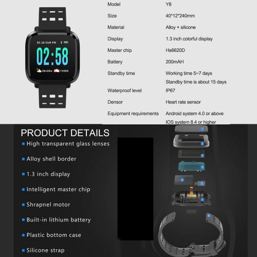  Hamag 2019 Waterproof Fitness Tracker SmartWatch with Heart Rate Monitor,Christmas Gift Outdoor Sport Smart Watch with Sleep Monitor Blood Pressure GPS Activity Tracker Pedometer Watch f