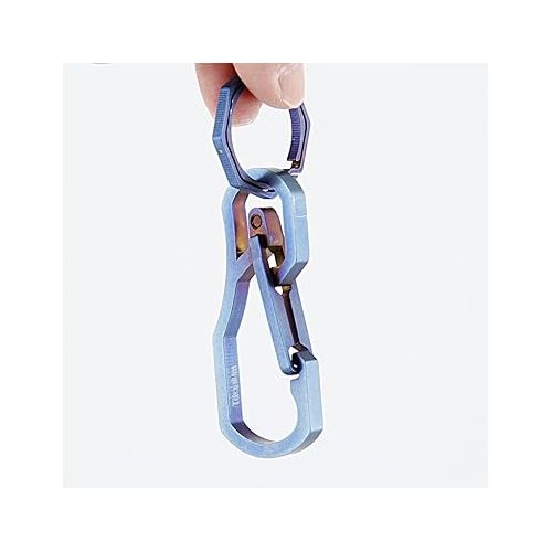  Titanium Multi Tools Keychain Hook EDC Tool Max-bearing 50KG Keychain for Hiking Camping Outdoor (Blue)