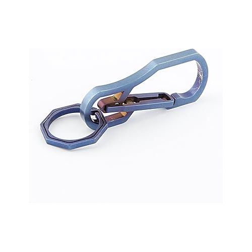  Titanium Multi Tools Keychain Hook EDC Tool Max-bearing 50KG Keychain for Hiking Camping Outdoor (Blue)
