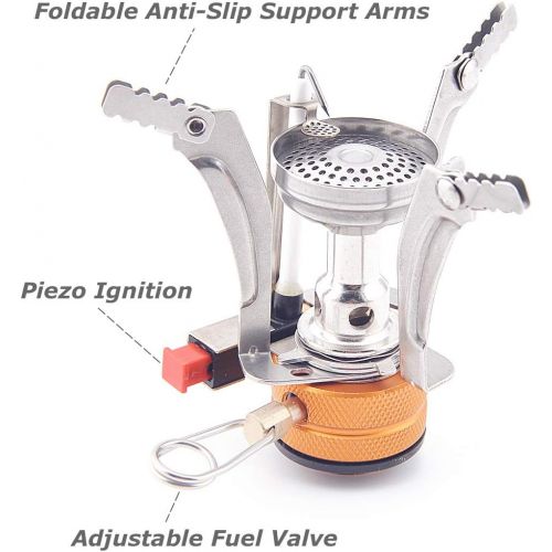  Hamans Ultralight Backpacking Stove Portable Camping Stove with Piezo Ignition perfect for camping, hiking and backpacking trips