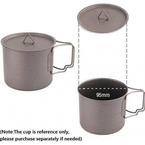  Hamans Universal Titanium Cup Lid, Mug Lid, Titanium Camping Pot Lid (95mm/3.75in -b)