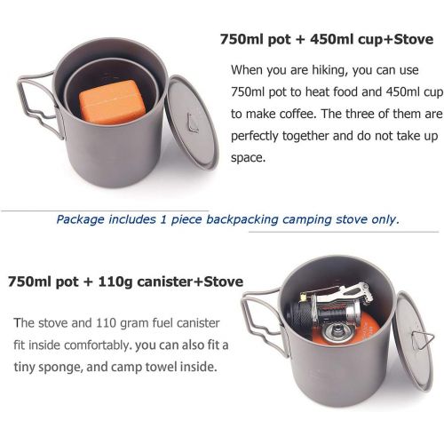  Hamans Backpacking Stove Portable Camping Stove with Piezo Ignition Stable Supports Ultralight Stove for Camping Hiking and Backpacking Trips Cooking