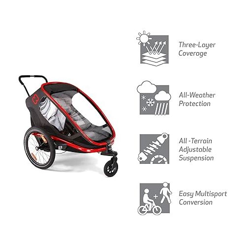  Hamax Outback One Seat Reclining Multi-Sport Child Bike Trailer + Stroller (Jogger Wheel Sold Separately)