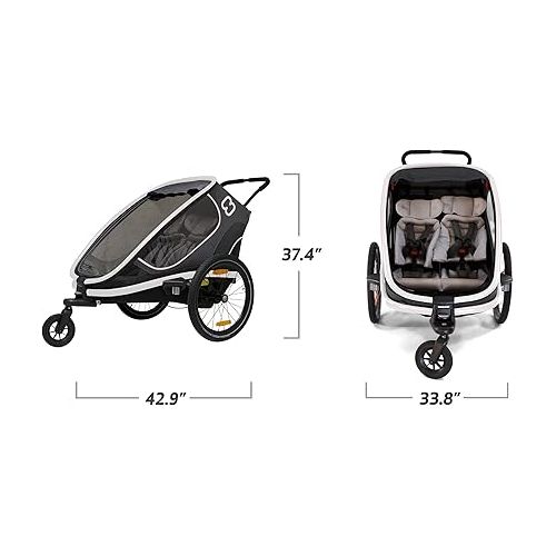  Hamax Outback Two Seat Reclining Multi-Sport Child Bike Trailer + Stroller (Jogger Wheel Sold Separately)