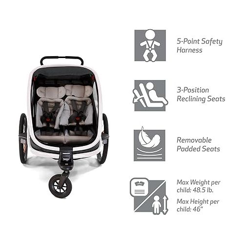  Hamax Outback Two Seat Reclining Multi-Sport Child Bike Trailer + Stroller (Jogger Wheel Sold Separately)