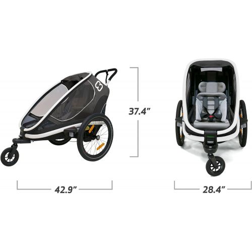  [아마존베스트]Hamax Outback Reclining Multi-Sport Child Bike Trailer + Stroller - 2020 Model (Jogger Wheel Sold Separately) (Grey/Black, One Seat)