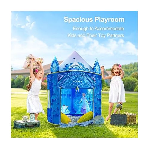  Princess Play Tent, Frozen Toy for Girls, Ice Castle Kids Tent Indoor and Outdoor, Large Imaginative Playhouse 51