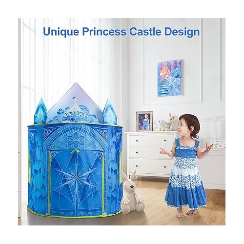  Princess Play Tent, Frozen Toy for Girls, Ice Castle Kids Tent Indoor and Outdoor, Large Imaginative Playhouse 51