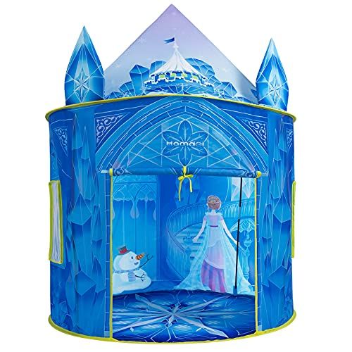  Hamdol Princess Play Tent for Girls, Ice Castle Kids Tent Indoor and Outdoor with Dreamy Graphic Pattern, Large Imaginative Playhouse 51 X 40 with Carry Bag for Girls Gift